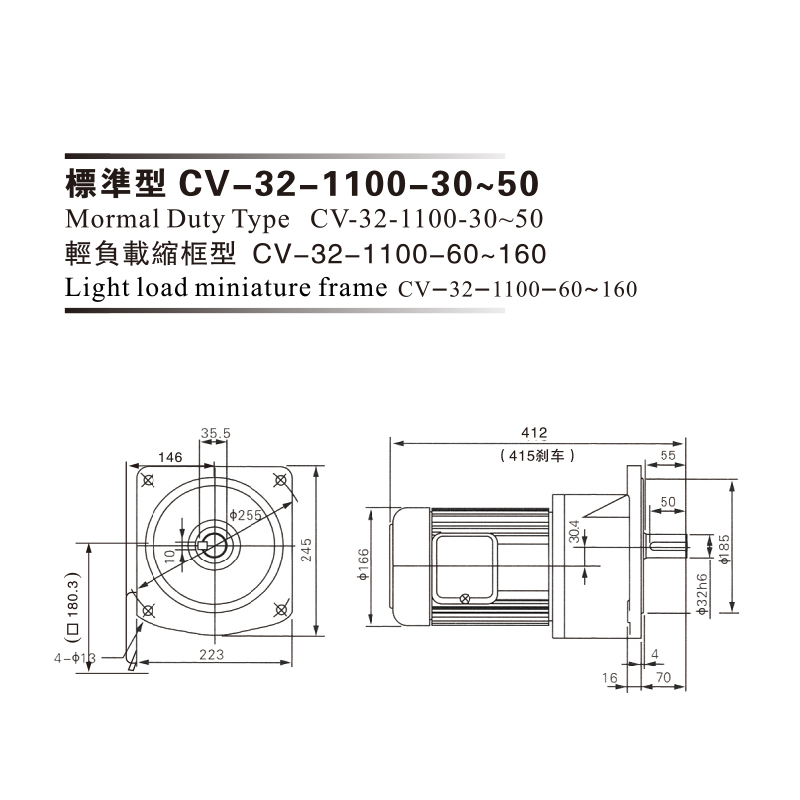 1.1Kw 三相铝壳(刹车)马达减速机