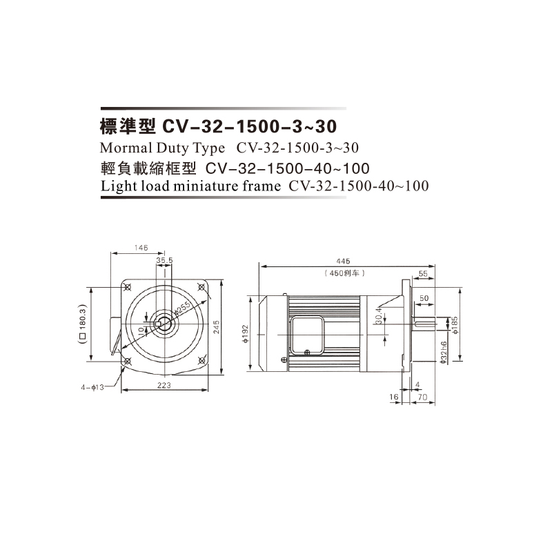 1.5Kw 三相铝壳(刹车)马达减速机